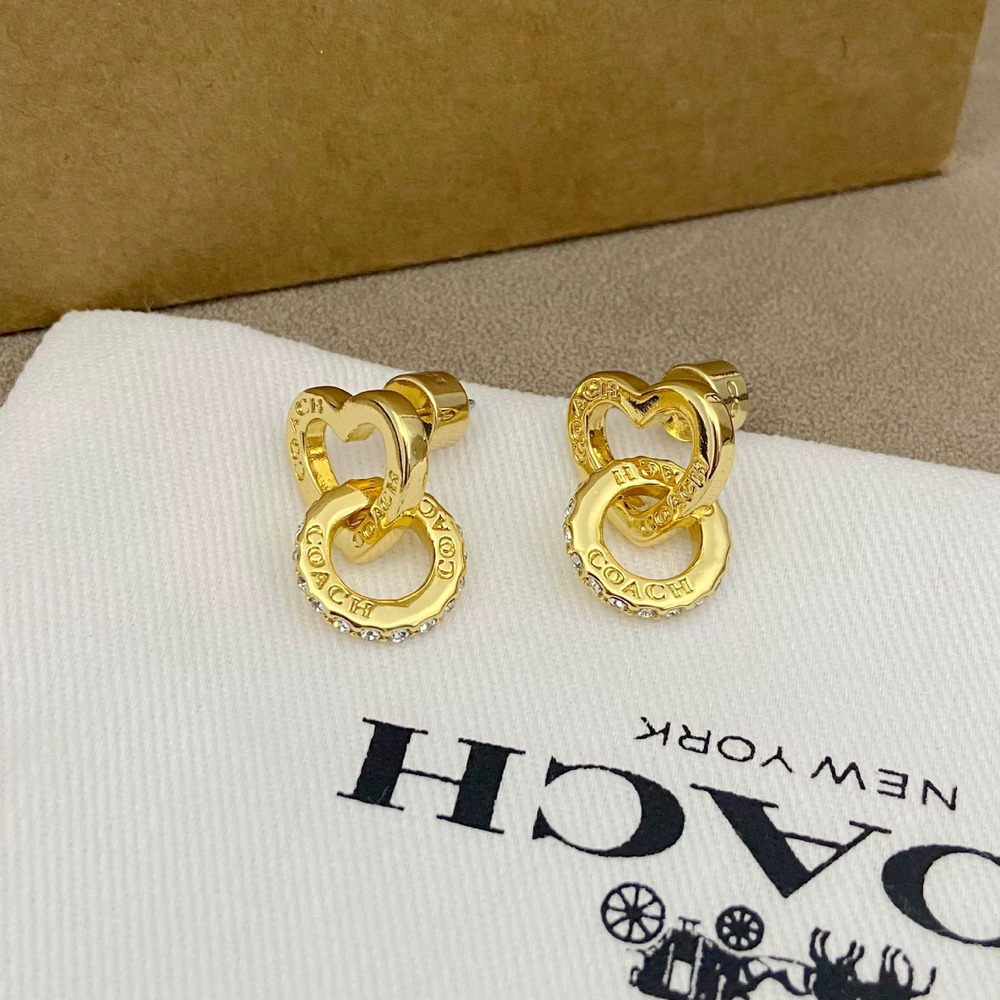 Coach Geometric Heart Rhinestone Earrings - Picture 3 of 6